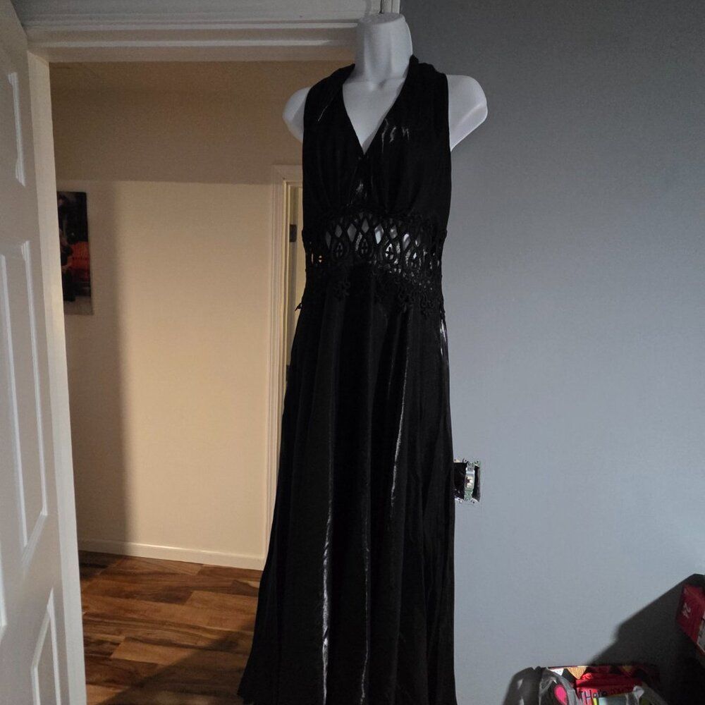 Susan Roselli For Vijack Metallic Black Formal Lace Dress Women Size 12 Vintage - Picture 9 of 12